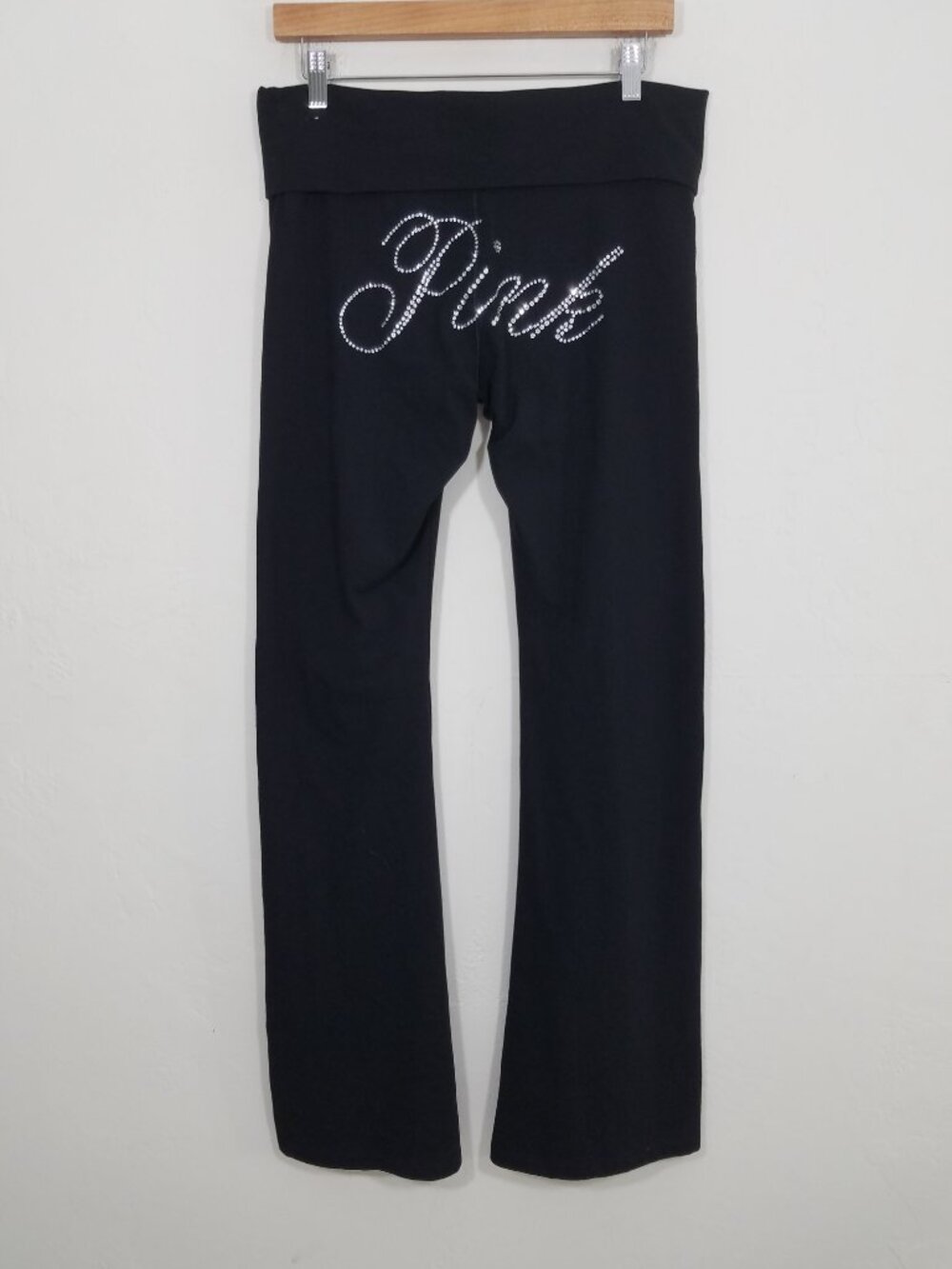 Like New PINK Victoria's Secret Foldover Flare Yoga Pants Black Size L